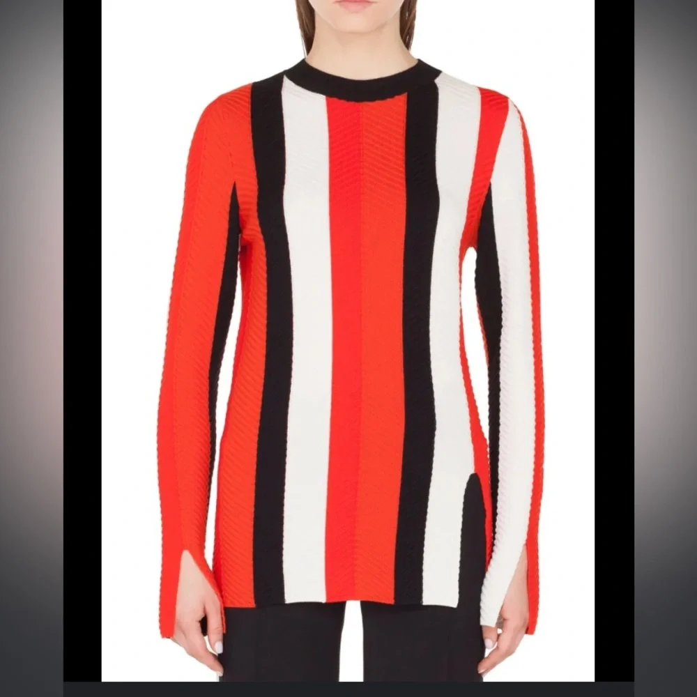 Akris Punto Bergdorf Goodman Herringbone Stripe Merino Pullover Sweater